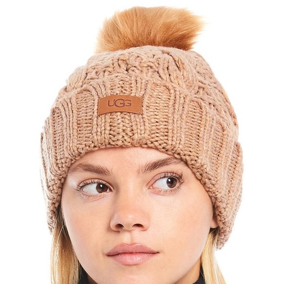 ugg beanie with fur pom